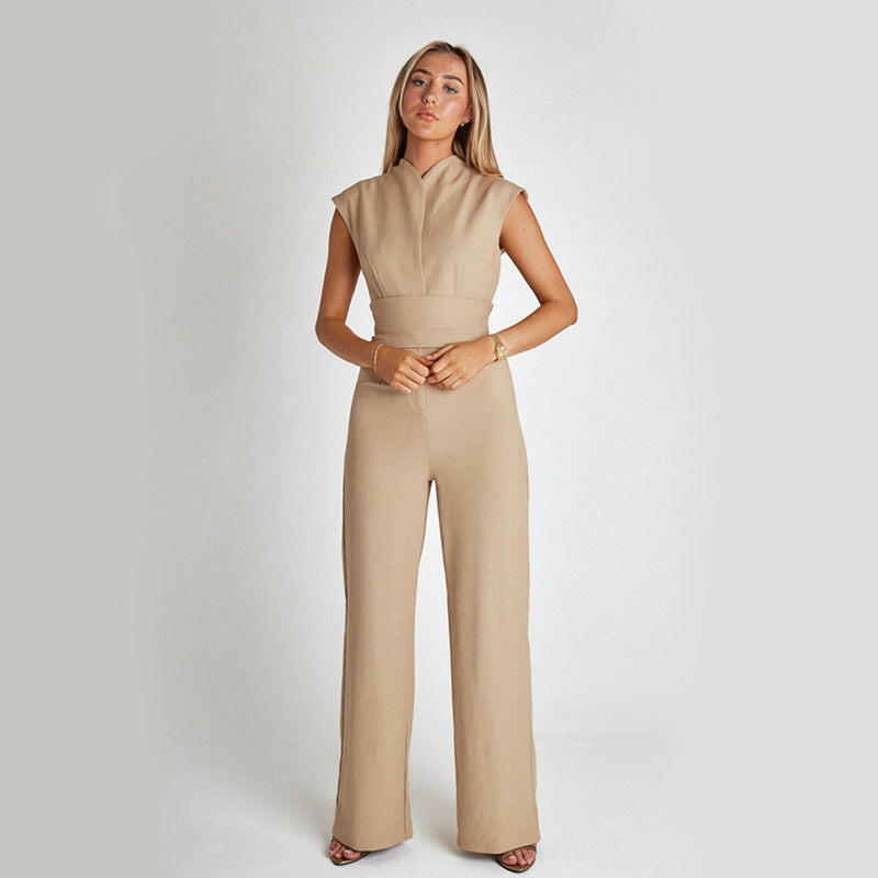 By Belle- Sleeveless Wide-Leg Jumpsuit