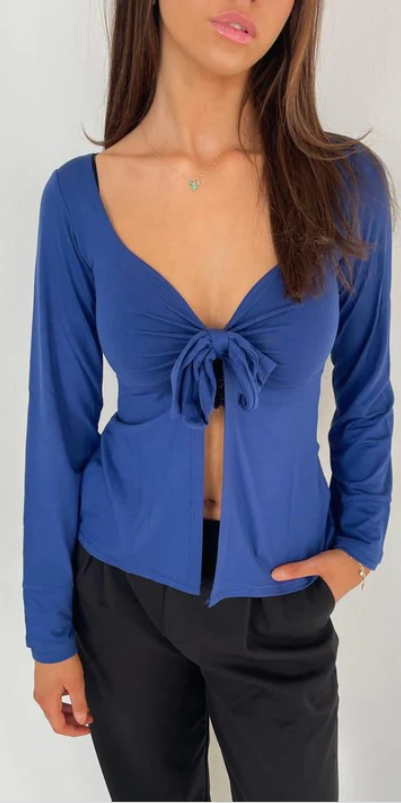 By Belle - Tie front Long sleeve top.