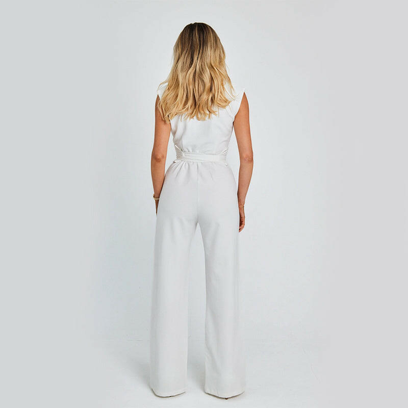 By Belle- Sleeveless Wide-Leg Jumpsuit