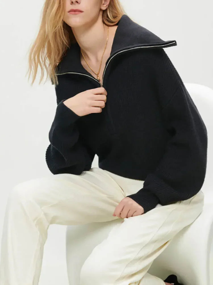 By Belle- Turtleneck Zip Sweater